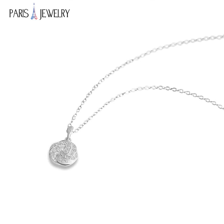 Paris Jewelry 1/8 Carat Diamond Knot Necklace in Sterling Silver - 18"