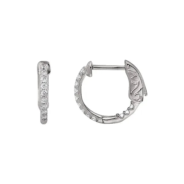 Sterling Silver Imitation White Cubic Zirconia Inside-Outside Hinged Hoop Earrings
