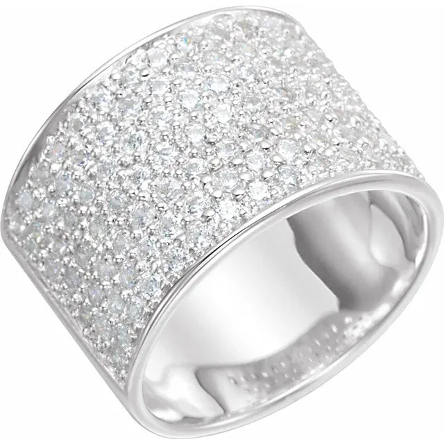 Sterling Silver 1.5 mm Round Cubic Zirconia Micro Pavé Ring