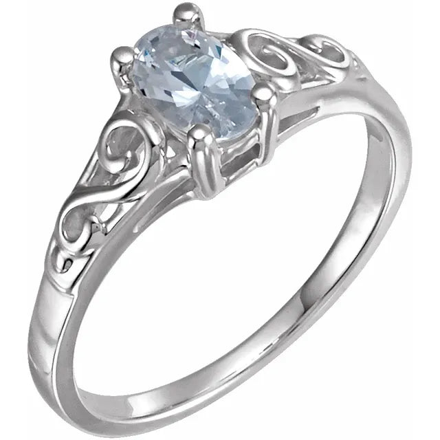 Sterling Silver April Youth Imitation Birthstone Ring