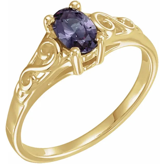 14K Yellow Gold June Youth Imitation Birthstone Ring