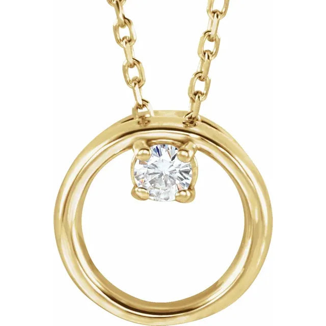 14K Yellow Gold Forever One™ Lab-Grown Moissanite Circle 18" Necklace