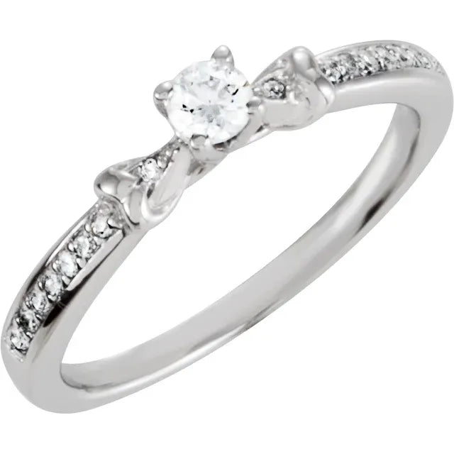 Sterling Silver 3.4 mm Imitation White Cubic Zirconia Ring