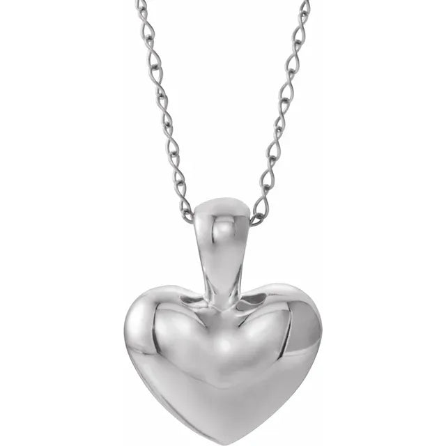 14K White Gold Youth Heart 15" Necklace