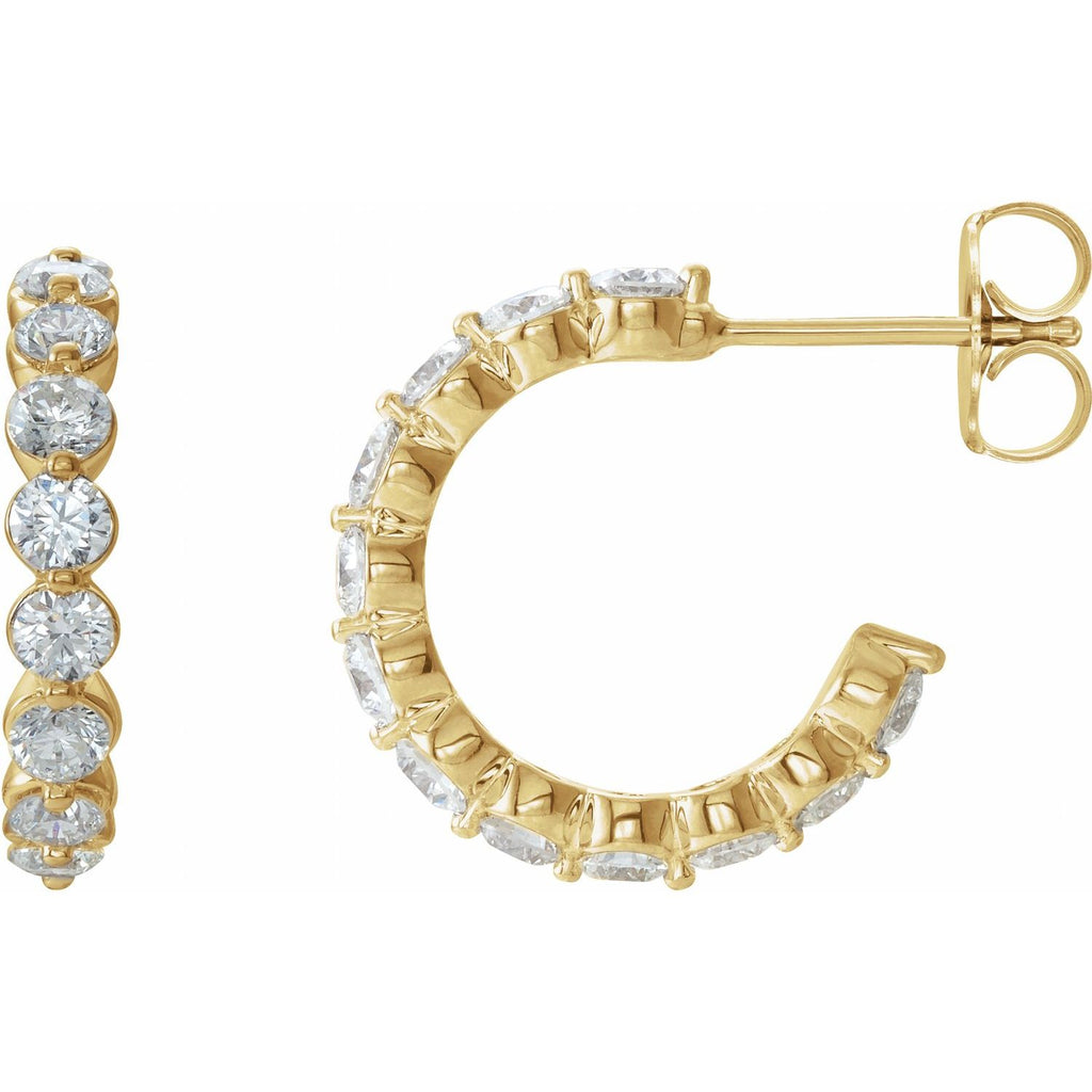 14K Yellow Gold 1 3/8 CTW Natural Diamond Huggie Earrings