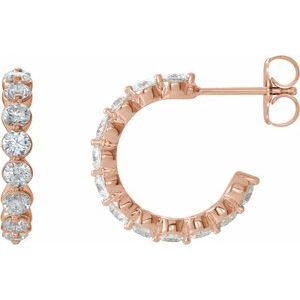 14K Rose Gold 1 3/8 CTW Natural Diamond Huggie Earrings