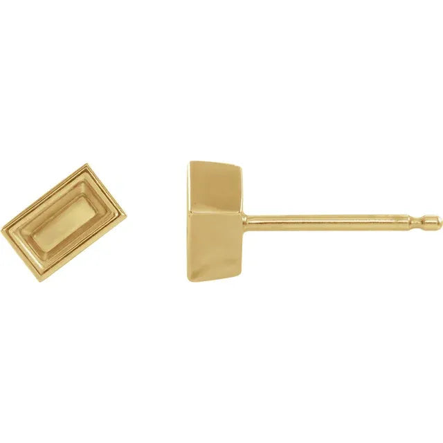 14K Yellow Gold 1-Stone Family Stud Earring Mounting