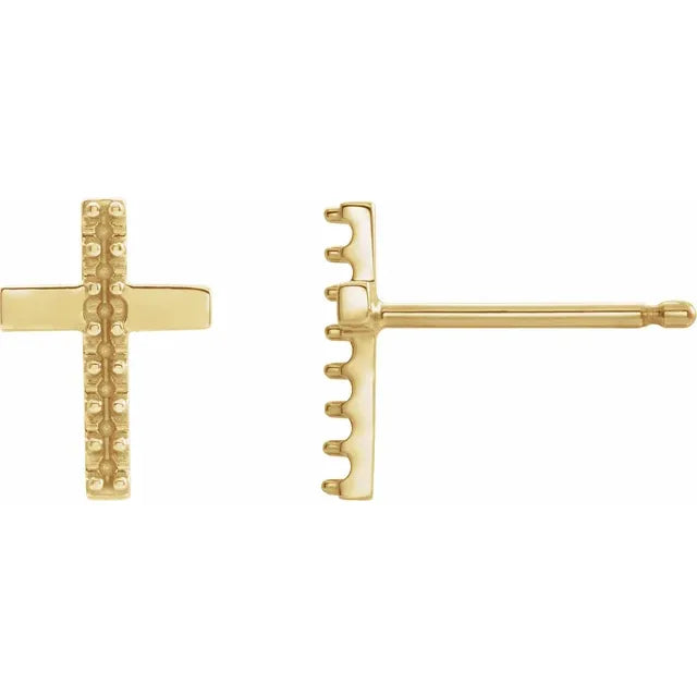 14K Yellow Gold Cross Earring Mounting