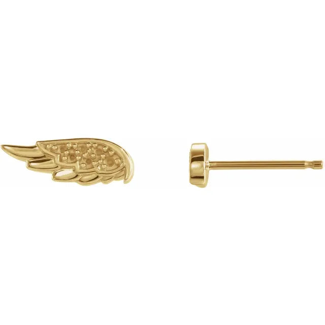 14K Yellow Gold Accented Angel Wing Earring Mounting