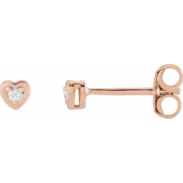 14K Rose Gold .03 CTW Natural Diamond Youth Heart Earrings