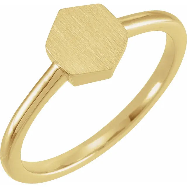 14K Yellow Gold 9.5x8 mm Geometric Signet Ring