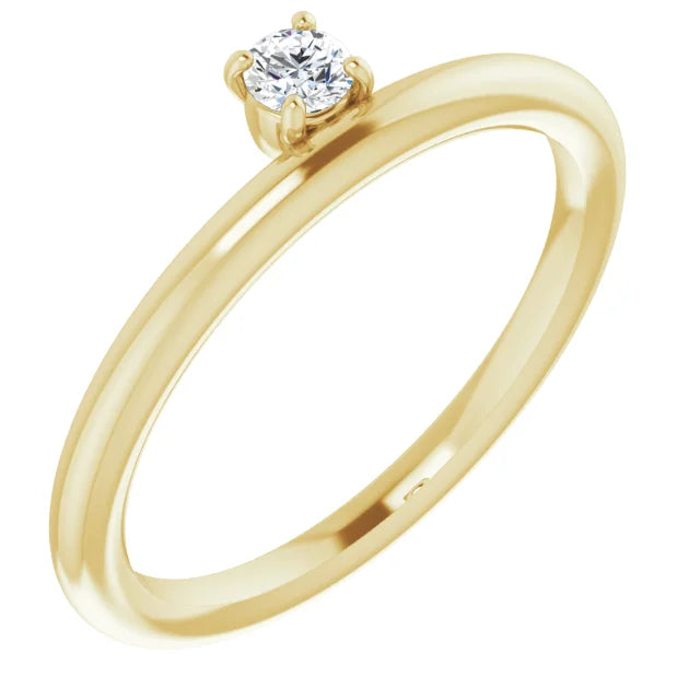 14K Yellow Gold 1/10 CT Lab-Grown Diamond Stackable Ring