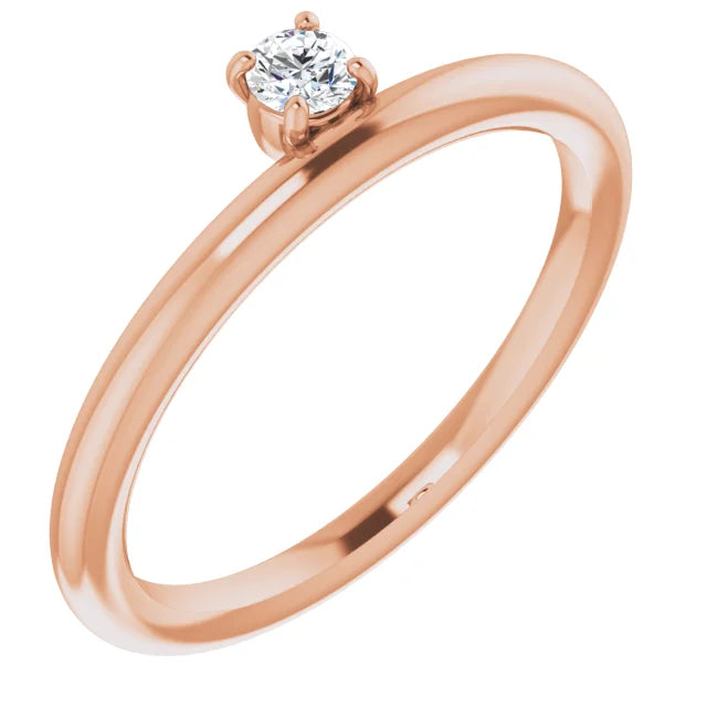 14K Rose Gold 1/10 CT Diamond Stackable Ring