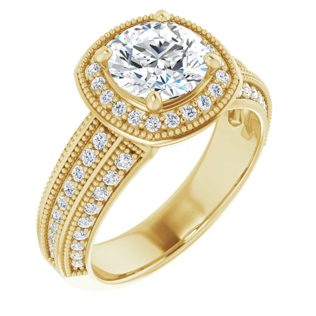 14K Rose Gold 5.2 mm Round 1/3 CTW Diamond Semi-Set Engagement Ring