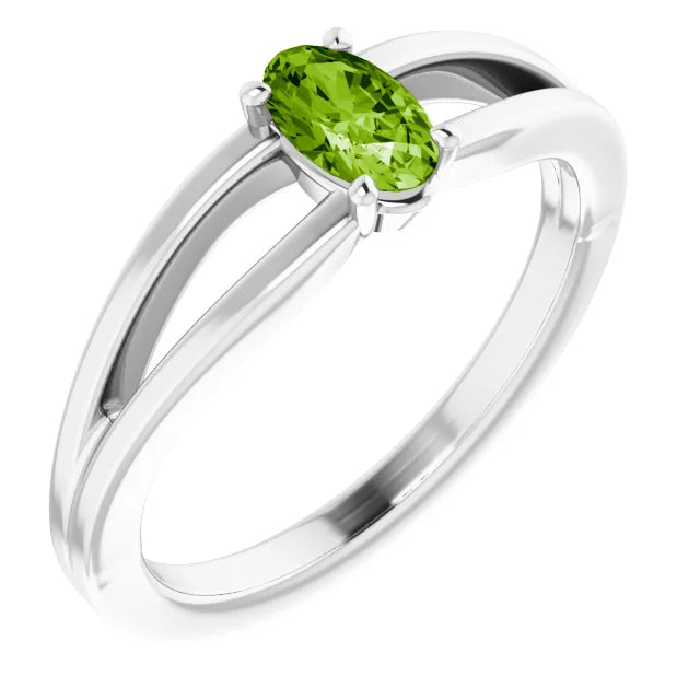 Sterling Silver Imitation Peridot Solitaire Youth Ring