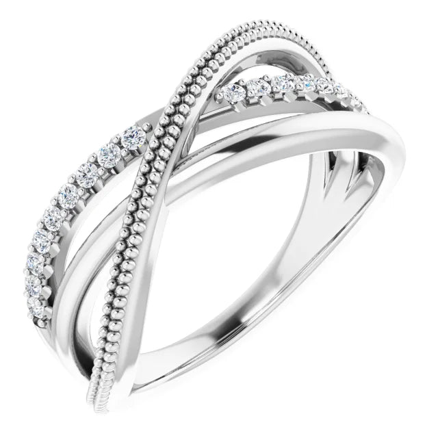 14K White Gold 1/5 CTW Lab-Grown Diamond Criss-Cross Ring