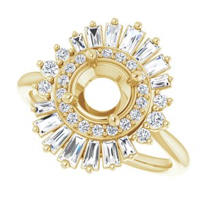 14K Yellow Gold Round 1/2 CTW Natural Diamond Semi-Set Engagement Ring