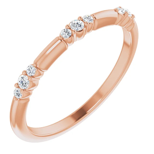 14K Rose Gold 1/8 CTW Lab-Grown Diamond Stackable Ring