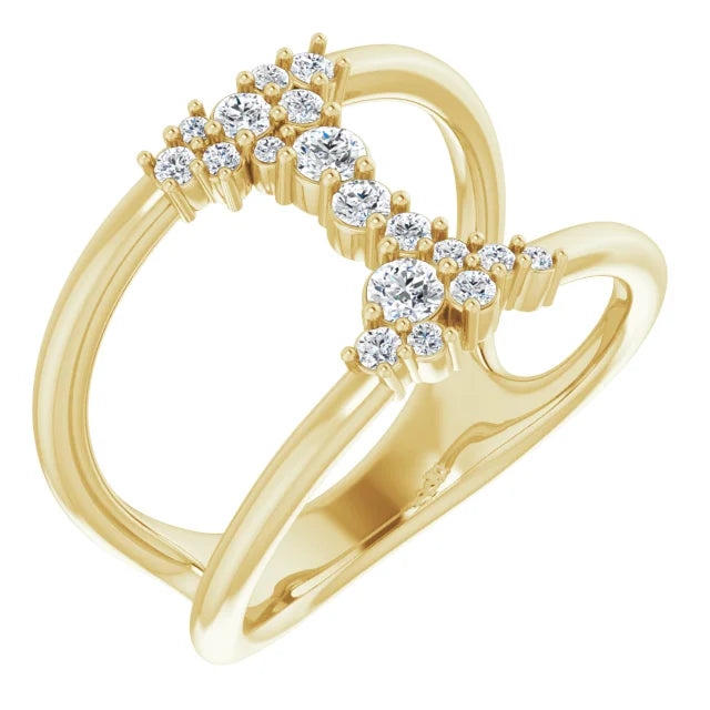 14K Yellow Gold 1/3 CTW Diamond Negative Space Ring