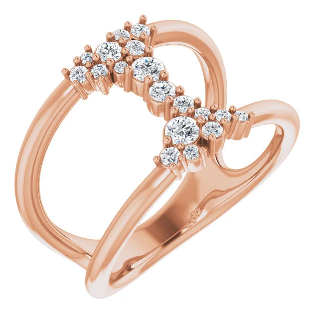 14K Rose Gold 1/3 CTW Diamond Negative Space Ring