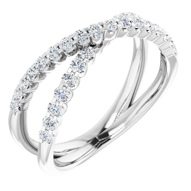 14K White Gold 1/2 CTW Natural Diamond Criss-Cross Ring