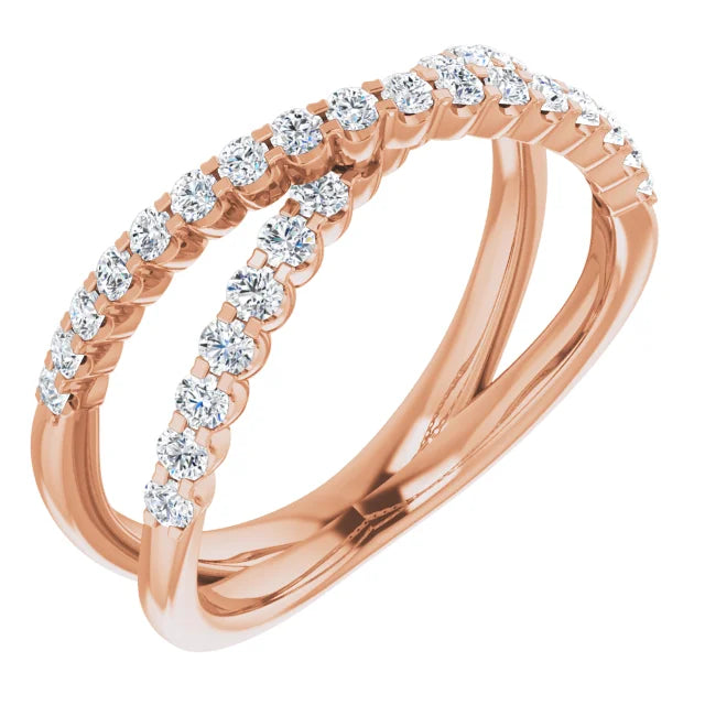 14K Rose Gold 1/2 CTW Lab-Grown Diamond Criss-Cross Ring