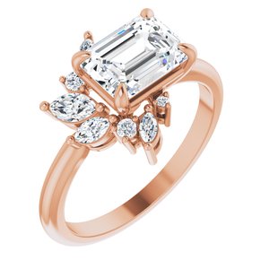 14K Rose Gold Oval 1/5 CTW Diamond Semi-Set Engagement Ring