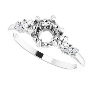 14K White Gold Round .06 CTW Diamond Semi-Set Claw-Prong Engagement Ring