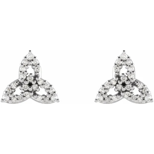 14K White Gold 1/10 CTW Natural Diamond Celtic-Inspired Trinity Earrings