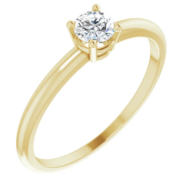 14K Yellow Gold 4 mm Natural White Sapphire Ring