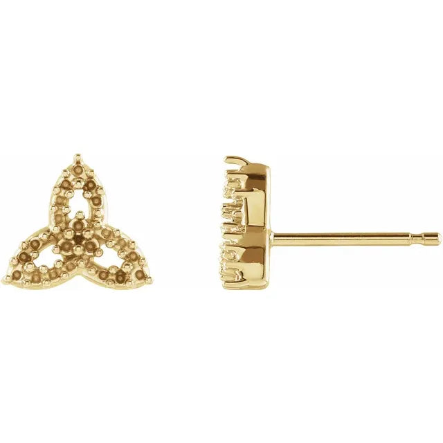 14K Yellow Golf Accented Celtic-Inspired Trinity Earring Mounting