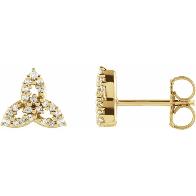 14K Yellow Gold 1/10 CTW Natural Diamond Celtic-Inspired Trinity Earrings