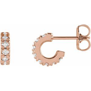 14K Rose Gold 1/4 CTW Lab-Grown Diamond French-Set Huggie Earrings