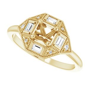 14K Yellow Gold Round 1/6 CTW Diamond Semi-Set Engagement Ring