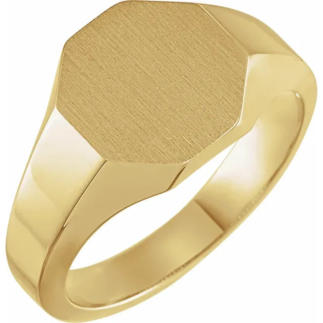 14K Yellow Gold Octagon Signet Ring