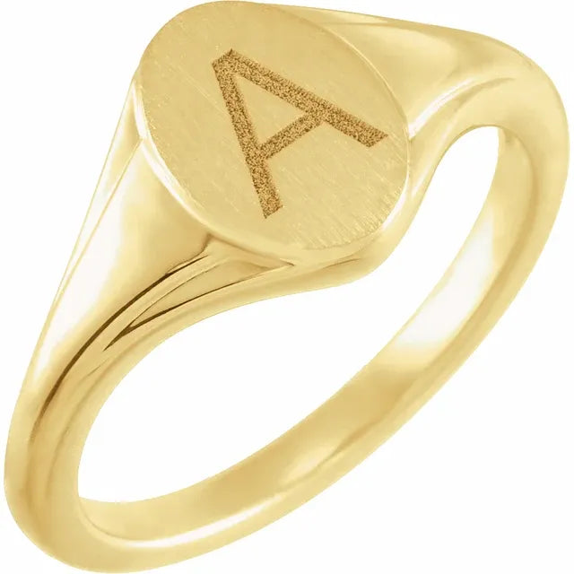 14K Yellow Gold Oval Fluted Signet Ring