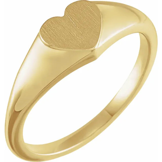 14K Yellow Gold Heart Signet Ring