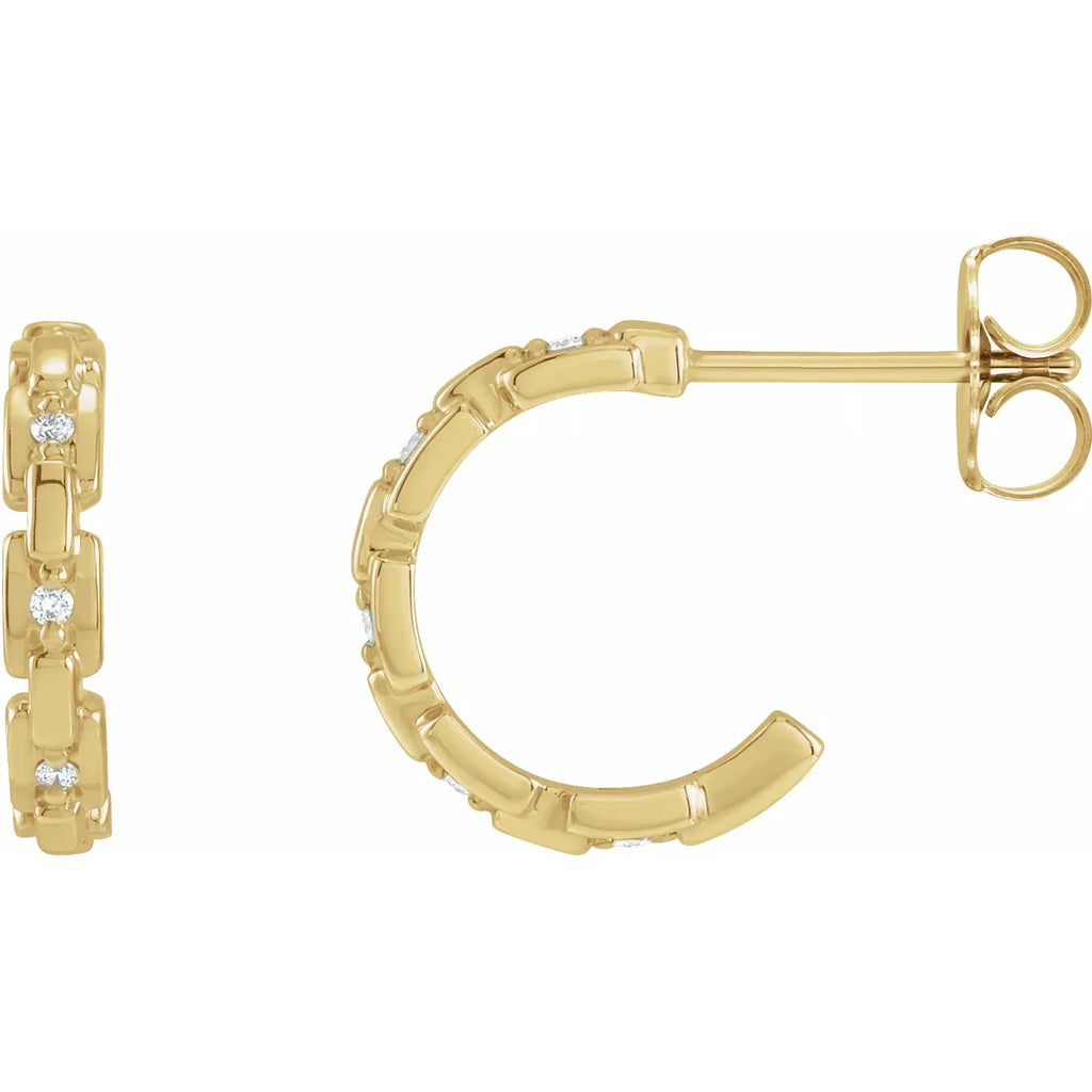 14K Yellow Gold .04 CTW Natural Diamond Chain Link Huggies