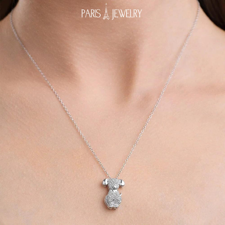 Paris Jewelry 1/10 Carat Diamond Dog Pendant in Sterling Silver - 18
