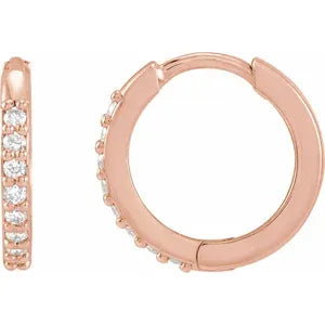 14K Rose Gold 1/8 CTW Natural Diamond Huggie Earrings
