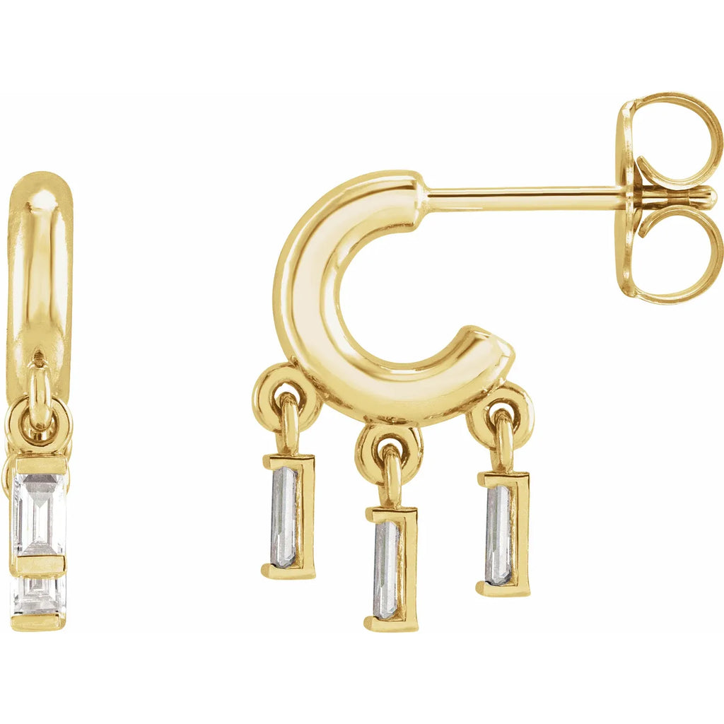 14K Yellow Gold 1/5 CTW Natural Diamond Fringe Hoop Earrings