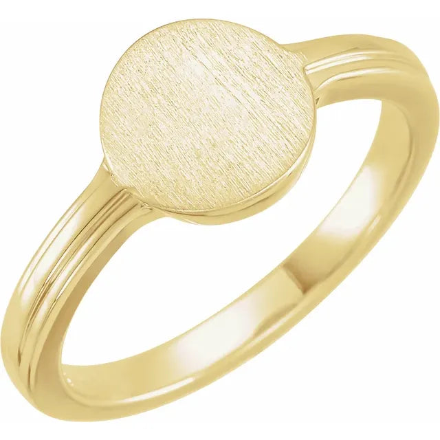 14K Yellow Gold 10x9 mm Oval Signet Ring
