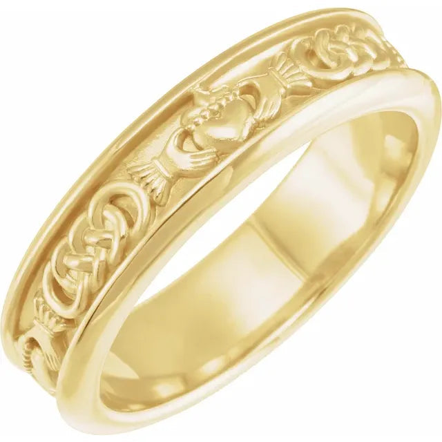 14K Yellow Gold Claddagh Ring Size 8.5