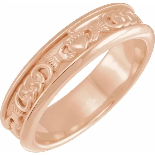14K Rose Gold Claddagh Ring Size 11.5
