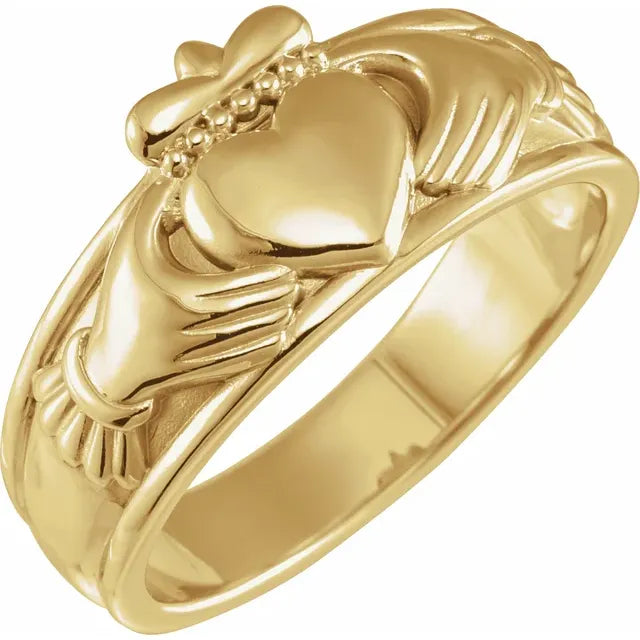 14K Yellow Gold Claddagh Band