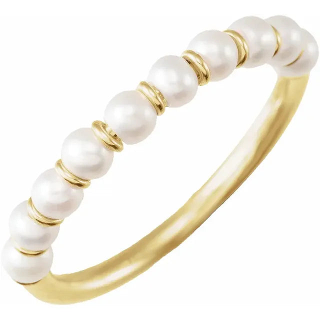 14K Yellow Gold Cultured Freshwater Pearl Ring Size 8