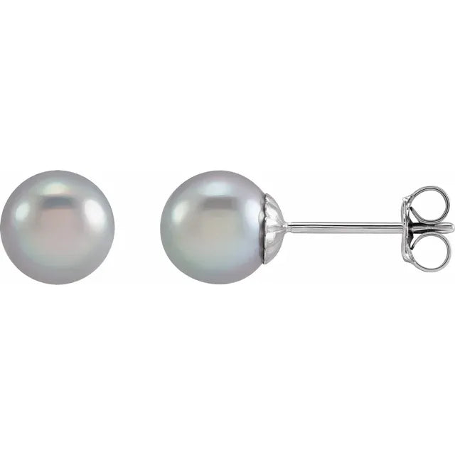 14K White Cultured Gray Freshwater Pearl Earrings