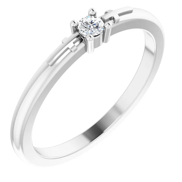 Sterling Silver .06 CT Natural Diamond Cross Promise Ring