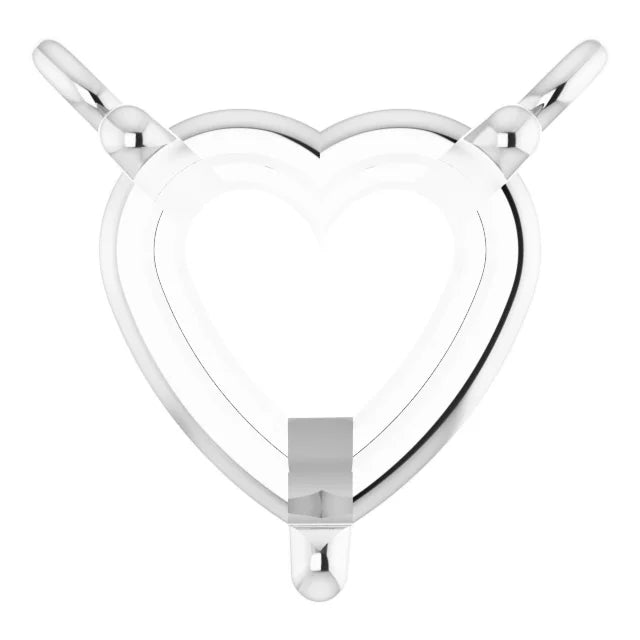 14K White Gold Heart 3-Prong Solitaire Necklace Center