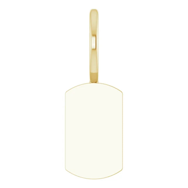 14K Yellow Gold Engravable Dog Tag Charm/Pendant